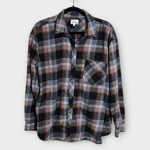 WILFRED FREE x Aritzia plaid flannel shirt neutral tones size large